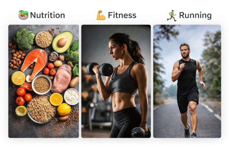 Adaptive weekly nutrition, fitness, and running plans